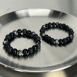 Fashion hand decoration obsidian volcanic beaded bracelet minority couples